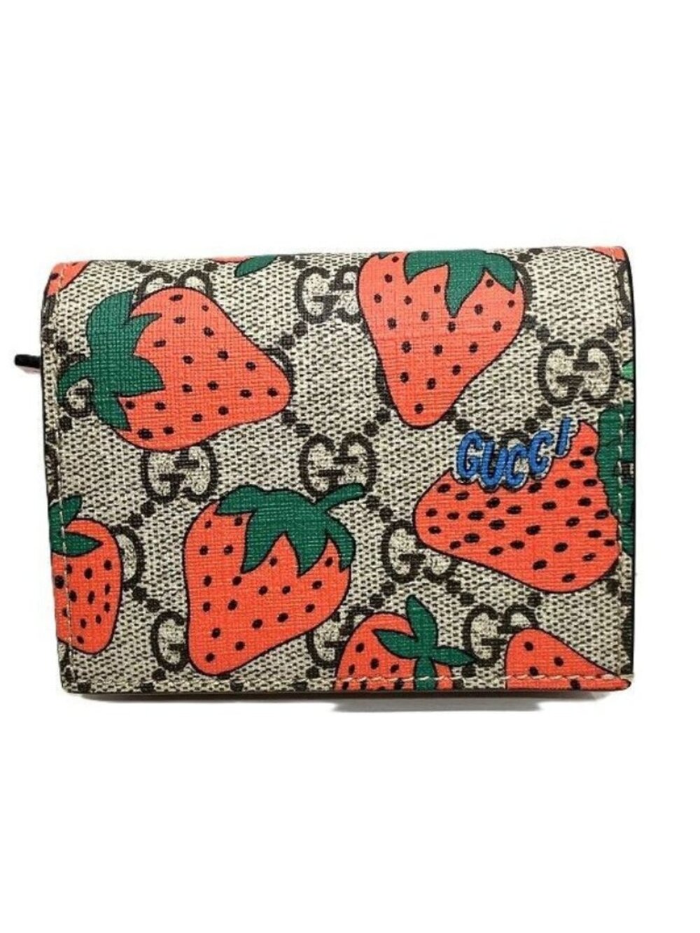 Gucci GG Supreme Strawberry Mini Wallet Bifold